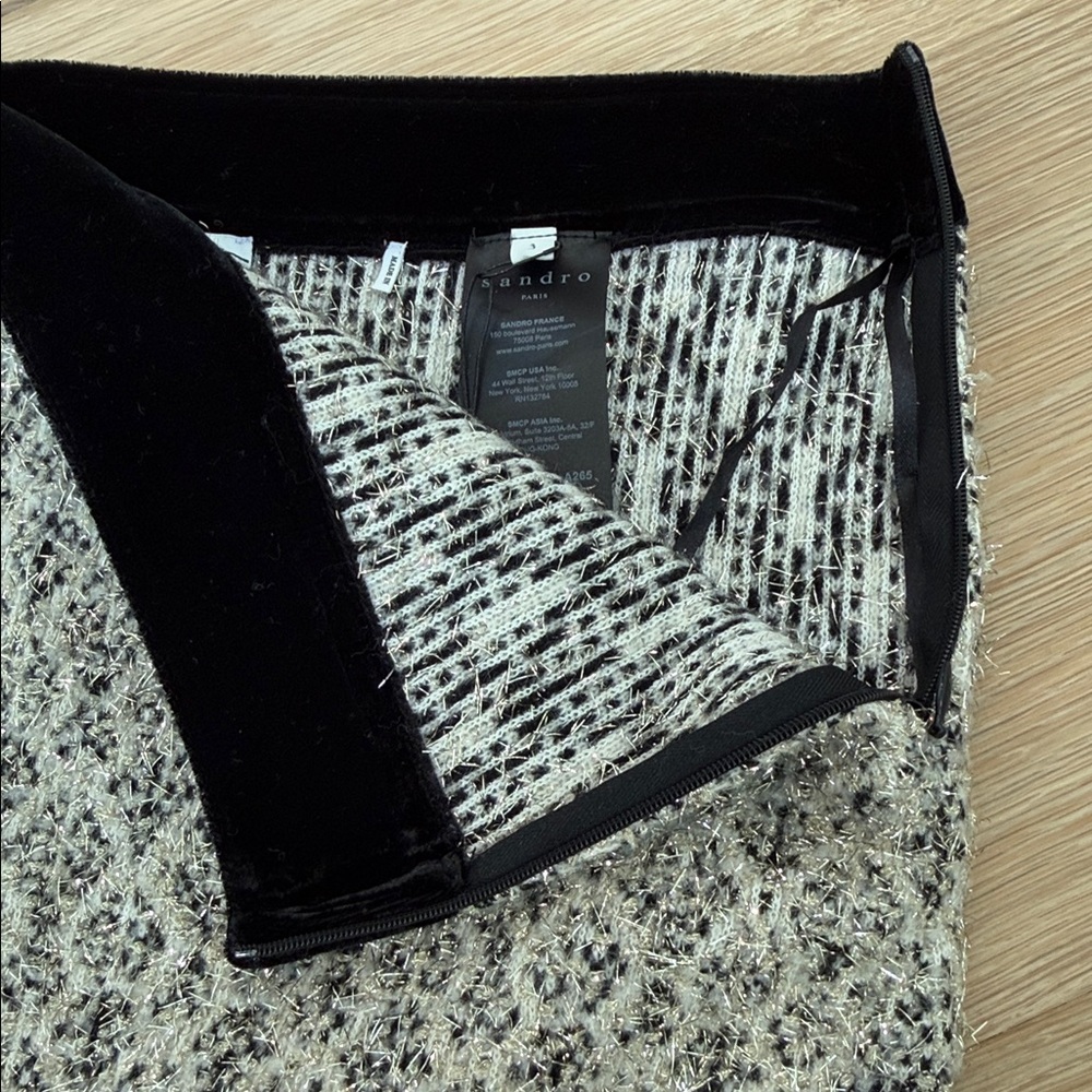 Sandro Paris Black and Cream Tweed Mini Skirt - Picture 7 of 11